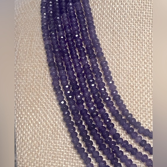 Vintage 7 Strand Necklace With Faceted Amethyst Beads & Tube Slide Closure - Picture 4 of 5